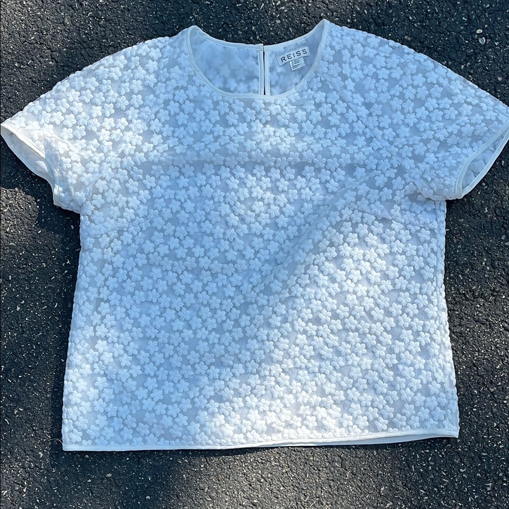 Reiss Ivory Floral Lace Blouse Size 8